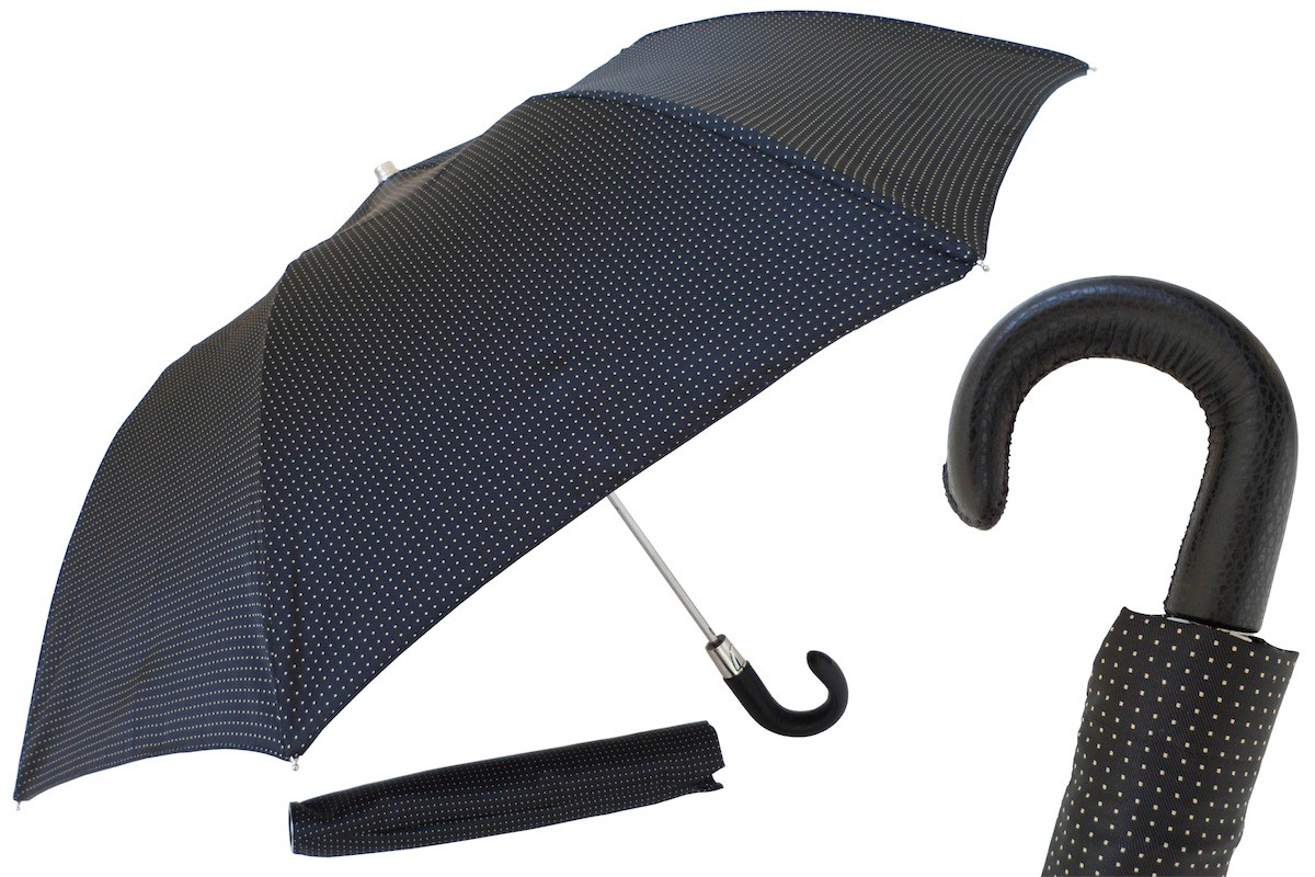 Pasotti Bespoke Folding Umbrella, Leather Handle Gentlemen Folding