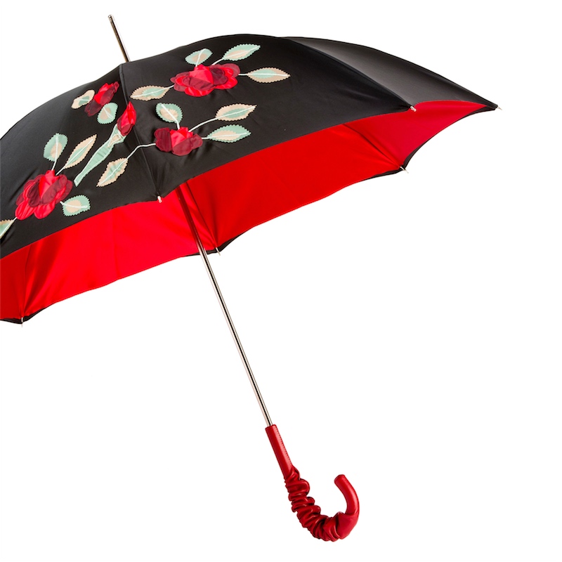 Pasotti SpanishFeel Umbrella with Red Roses Applications, Double Cloth