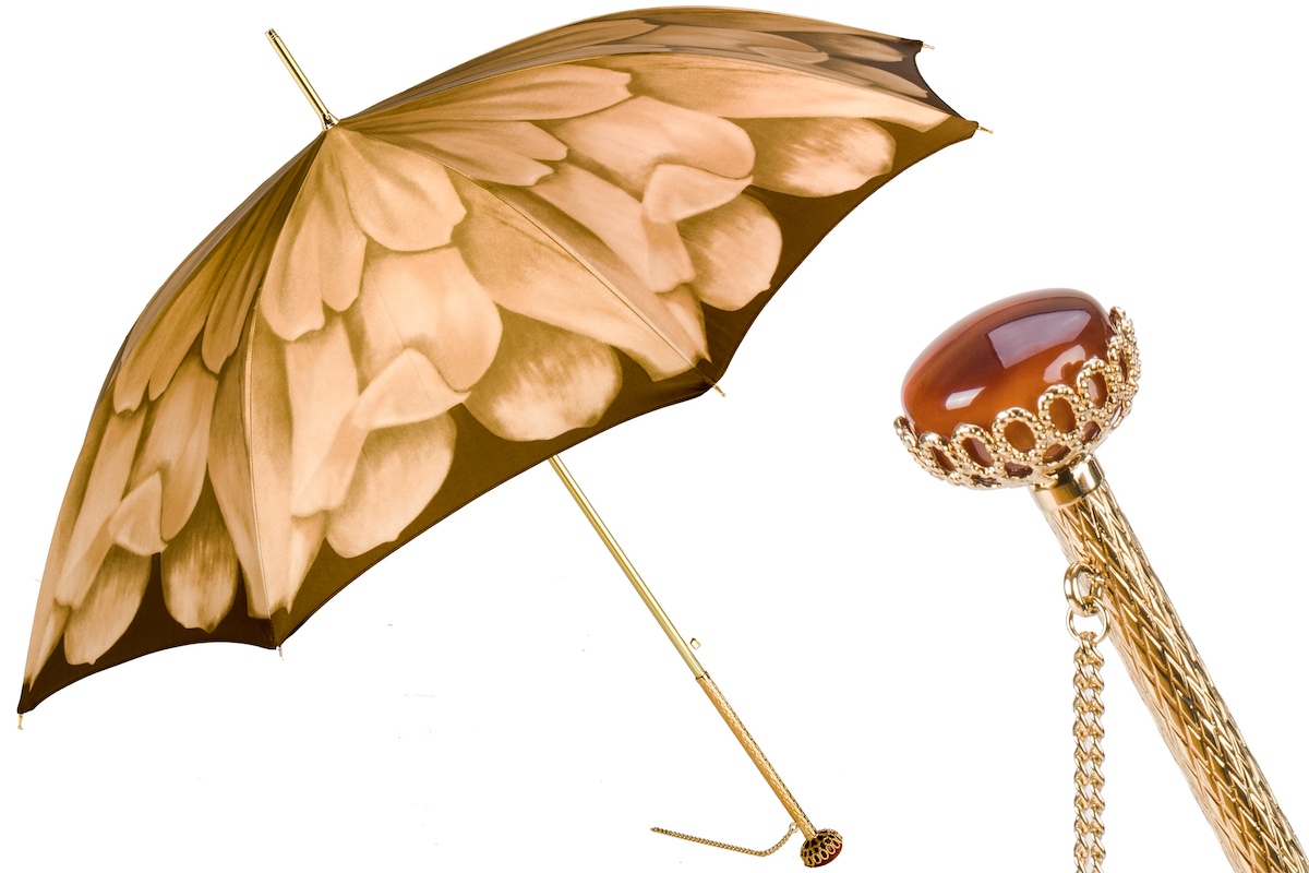 Pasotti Luxury Dahlia Umbrella, Jeweled Handle Italian Exclusive