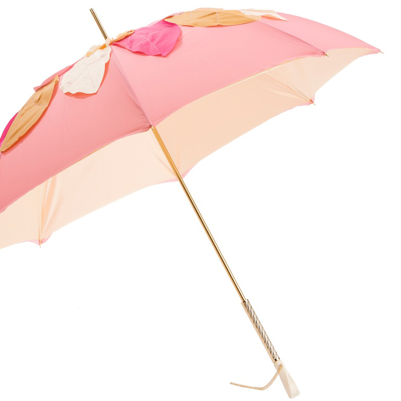 Pasotti Beautiful Pink Umbrella with Leaves, Double Cloth