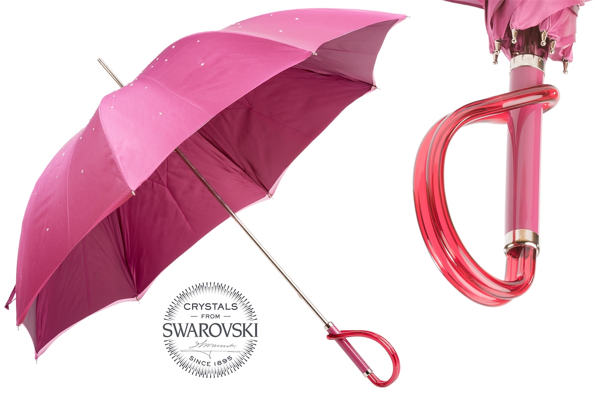 Pasotti Pink Swarovski® Umbrella, Double Cloth - Luxury