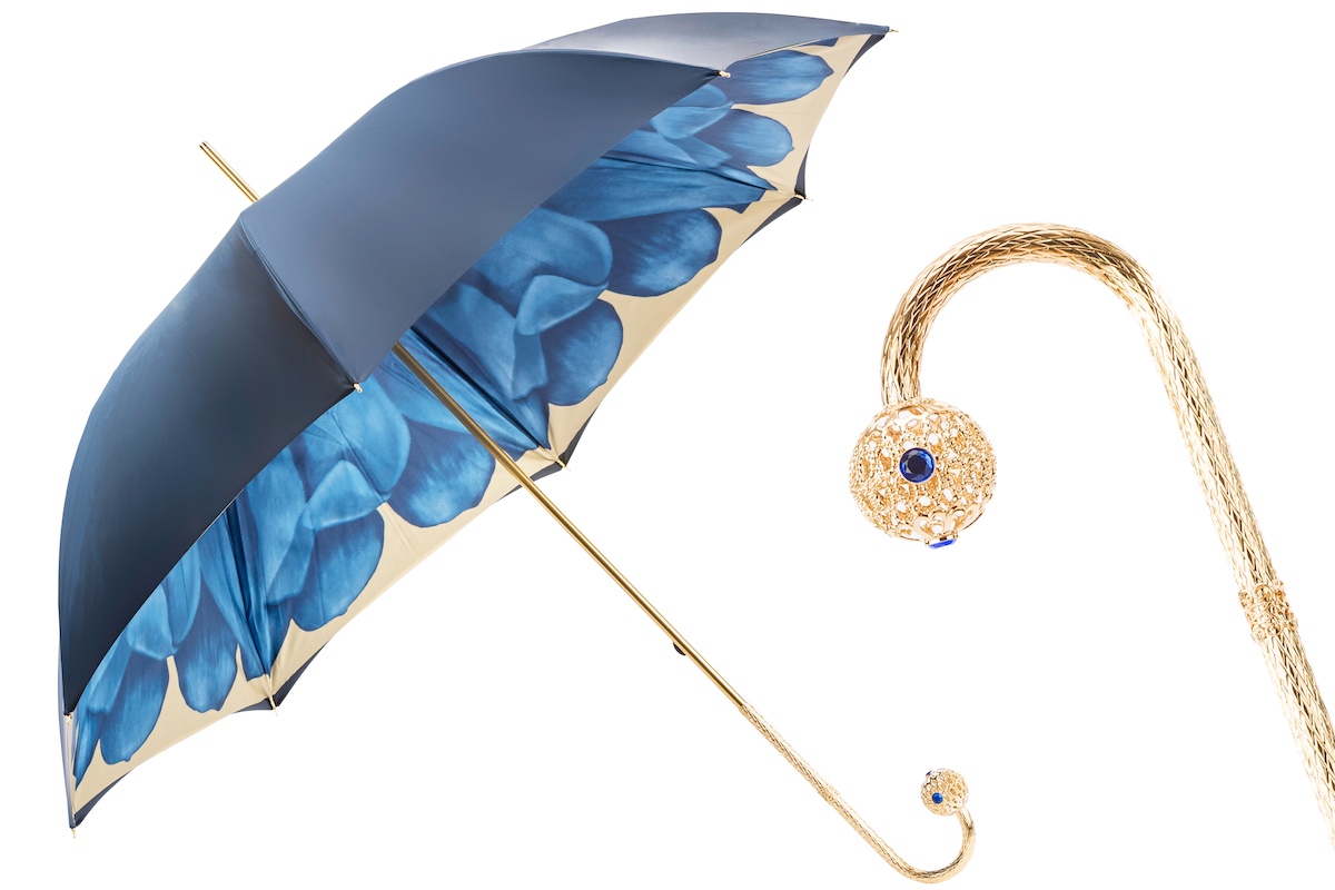 Anzai Desempacando Arco iris Pasotti Paraguas Lujo Dalia Azul, Tejido Doble - Los Mejores Paraguas  Sartoriales