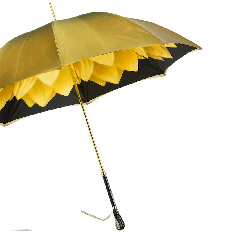 Pasotti Luxury Gold Dahlia Umbrella, Double Cloth Unique Umbrellas