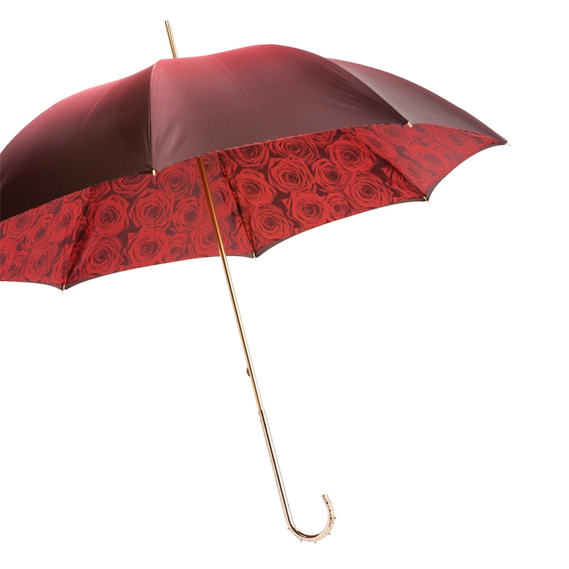 Pasotti Red Roses Umbrella, Double Cloth - Beautiful Umbrellas
