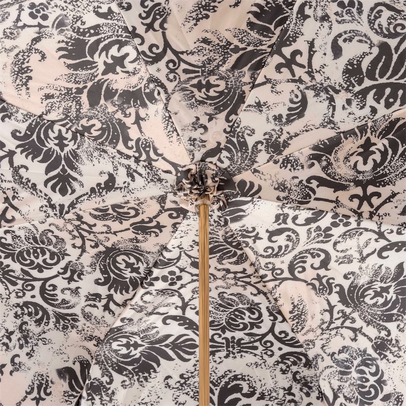 ★Pasotti★名品 イタリア傘★Floral Doodles - Black Pasotti Floral Doodles Umbrella with Leaves, Double Cloth