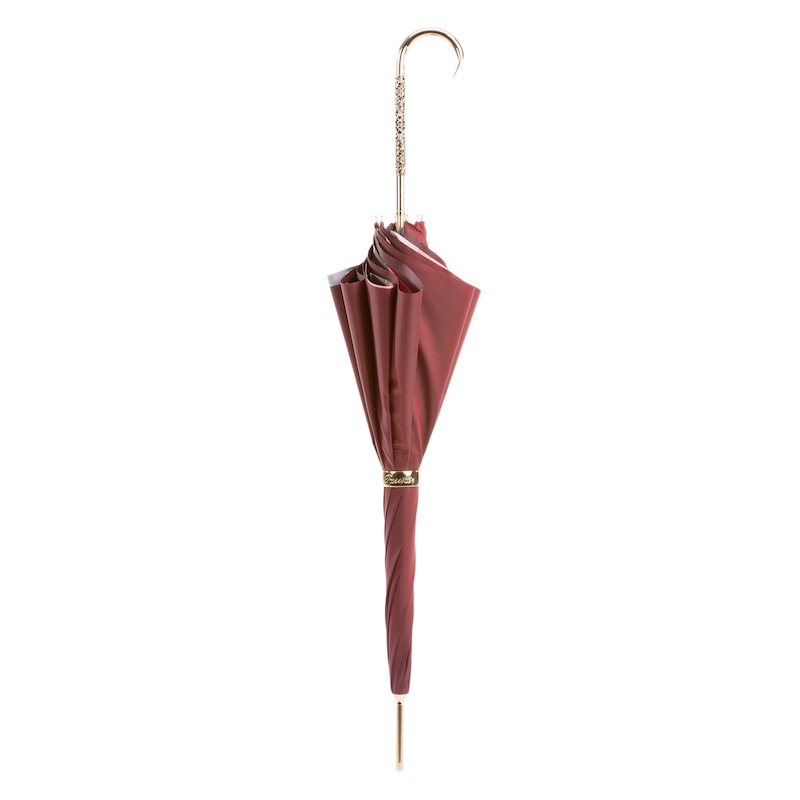 Pasotti Burgundy Vintage Umbrella, Double Cloth Elegant Umbrella