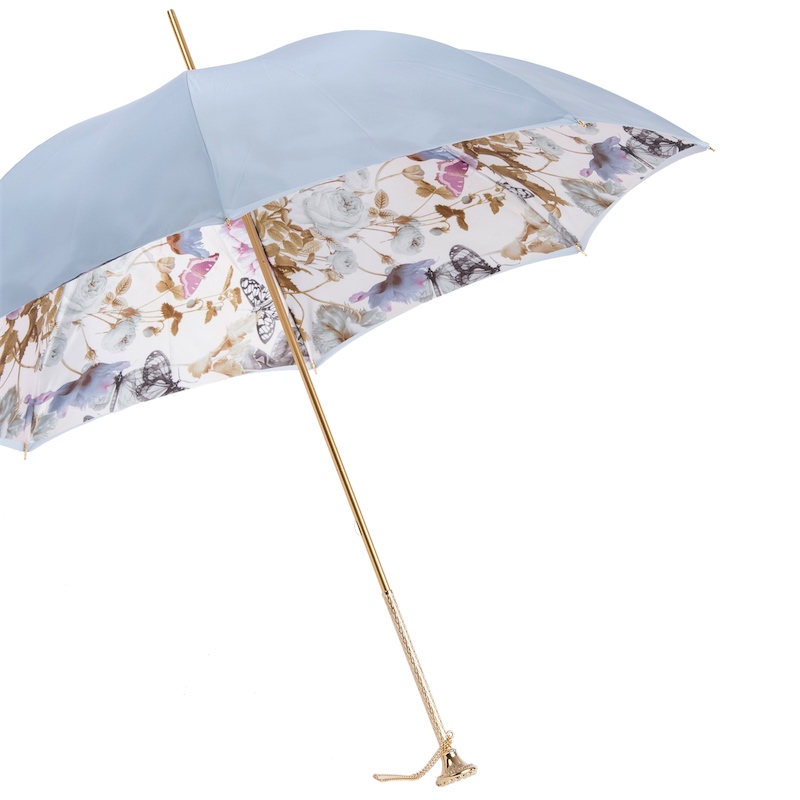 ★Pasotti★名品 イタリア日傘★Butterflies Parasol, Rainproof 189 58979-4 P16 - Light Blue Nature Umbrella with Butterflies