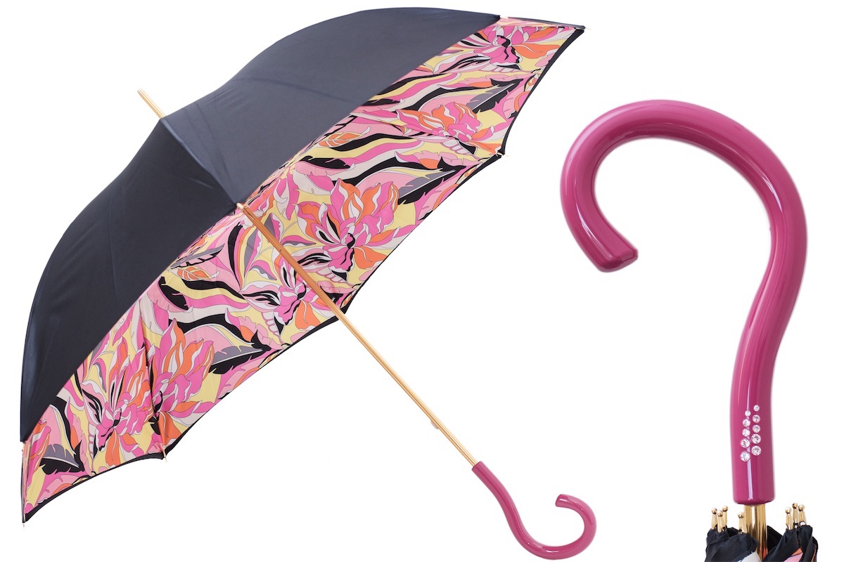 nacido legal seguro Paraguas clásicos para mujeres - Hermosa paraguas para las mujeres - Mango  en cuero, tela de seda