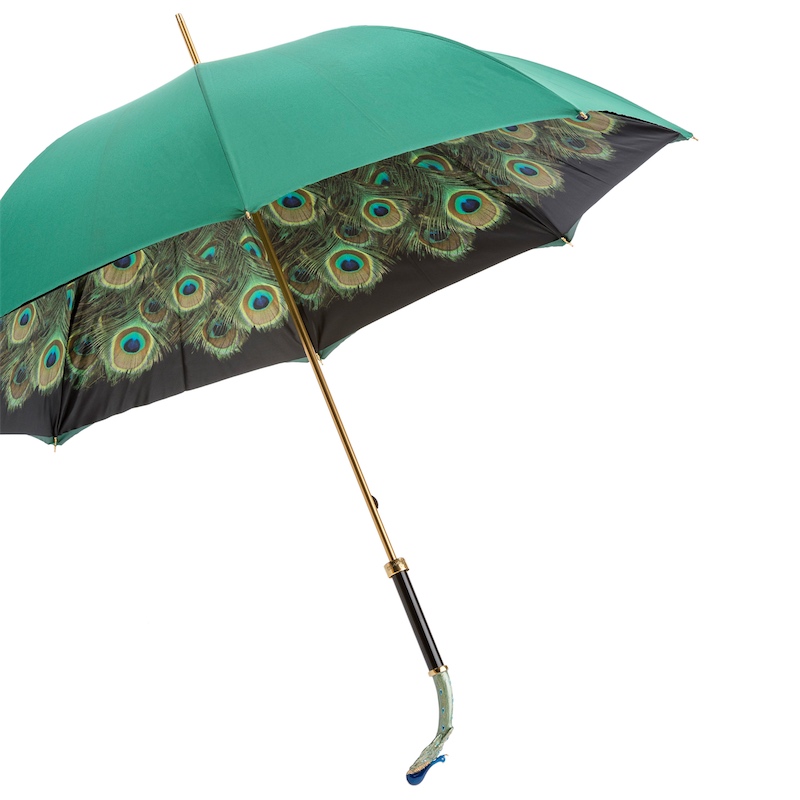 Pasotti Luxury Peacock Umbrella, Double Cloth High End Umbrellas