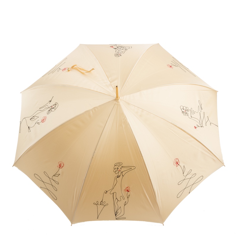Pasotti Ivory Sketch Woman Umbrella, Double Cloth - Designer