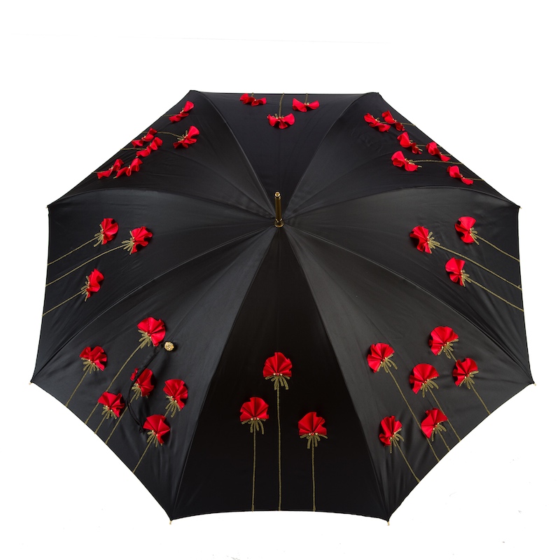 Pasotti Poppies Umbrella, Double Cloth - Umbrellas with