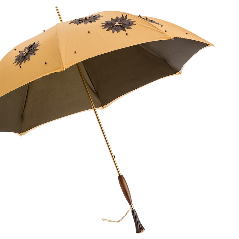 Pasotti Umbrella with Hand Applied Sunflowers and Swarovski 
