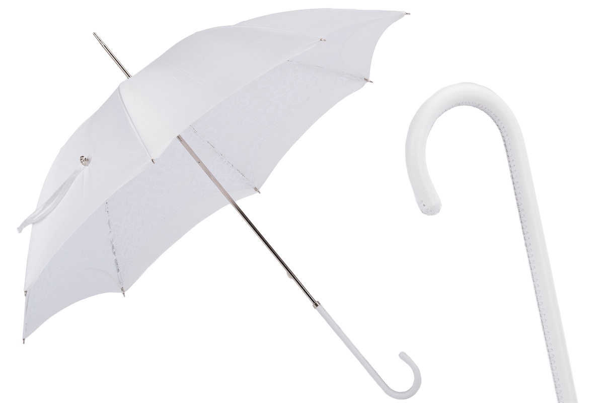 Paraguas blanco con bolitas - Tiara Express