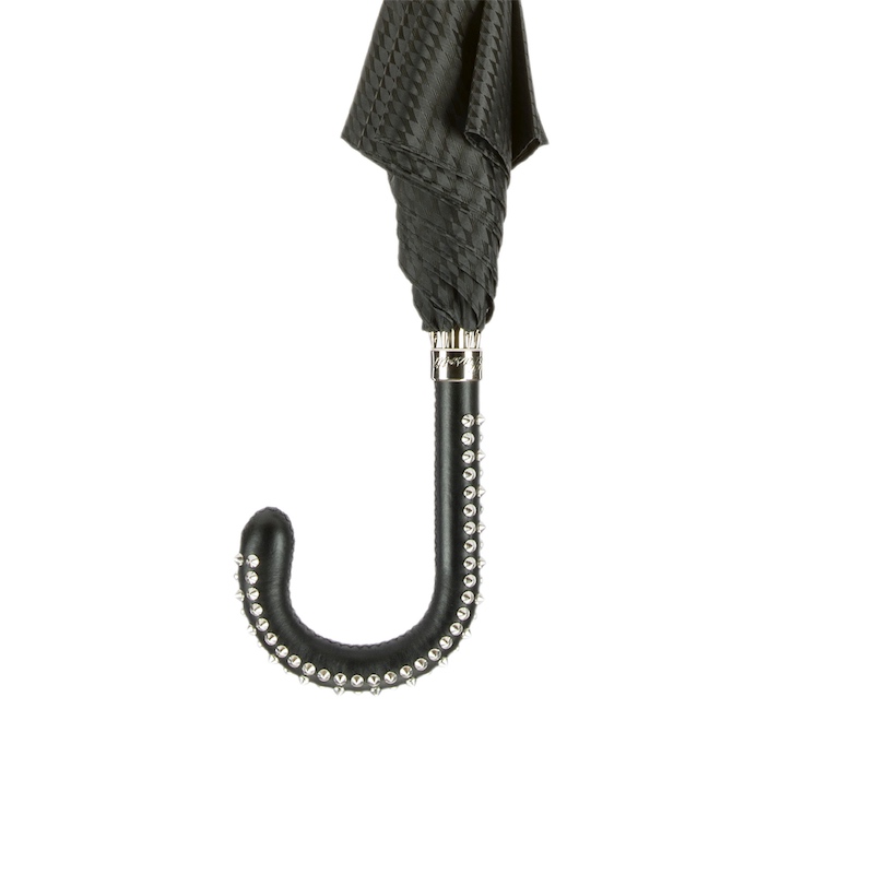 ★Pasotti★名品 イタリア傘★PIED DE POULE, Studded Leather Pied de Poule Umbrella with Studded Leather Handle Pasotti