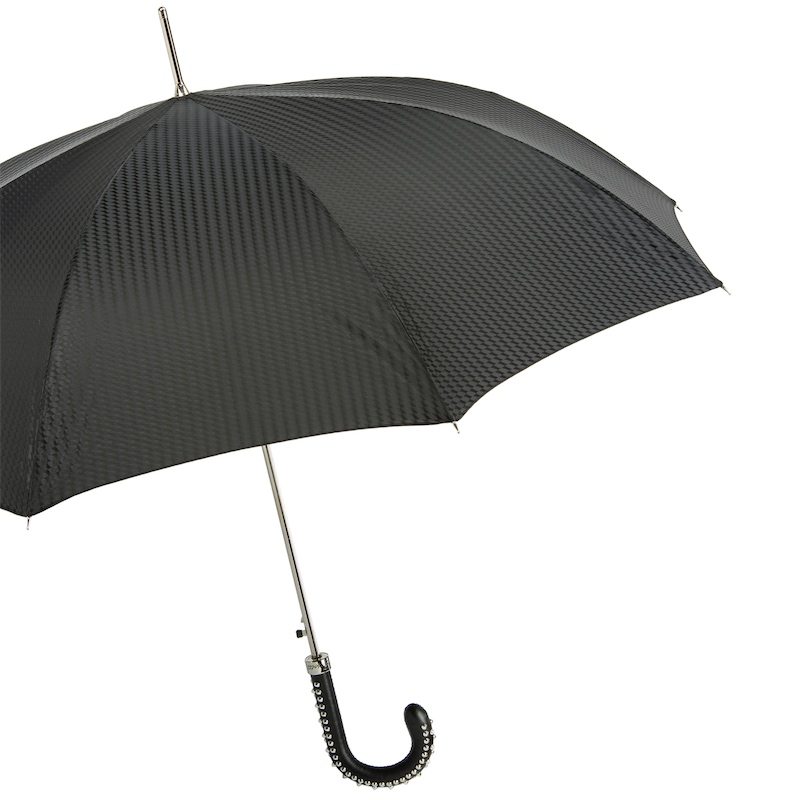 ★Pasotti★名品 イタリア傘★PIED DE POULE, Studded Leather Pied de Poule Umbrella with Studded Leather Handle Pasotti