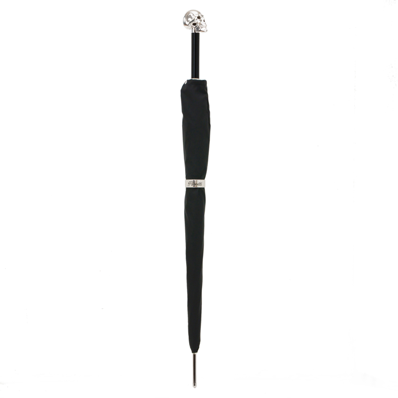 Pasotti Silver Skull Umbrella Skull Umbrella Luxury Umbrellas with Fashionable Handles