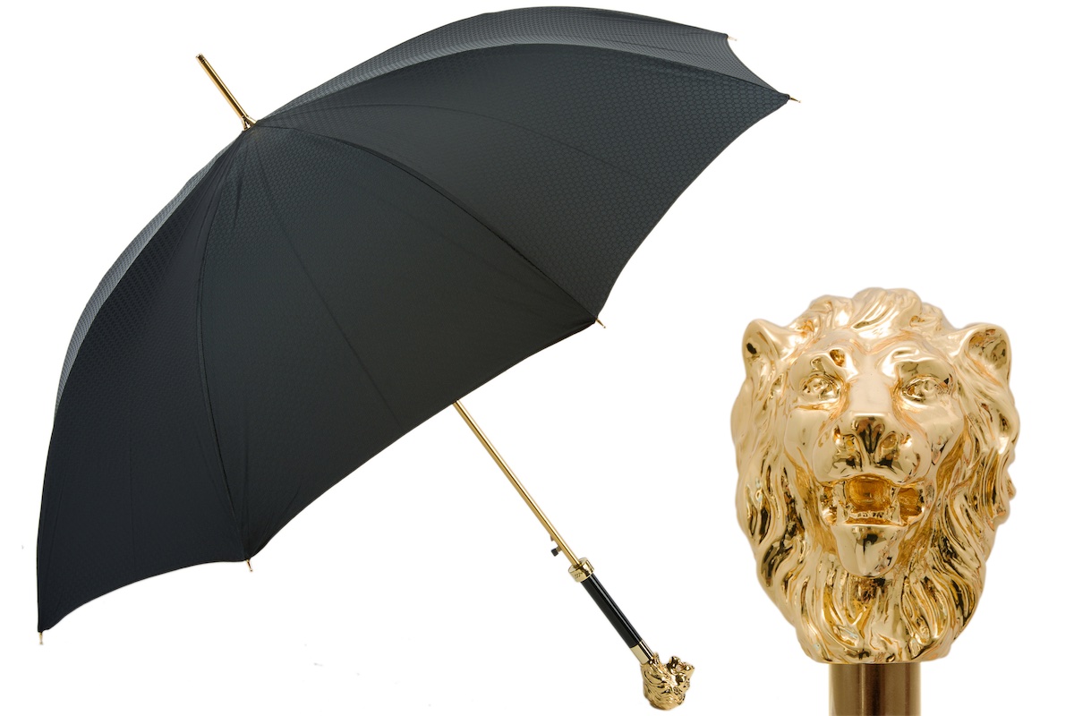 BOSS - Camel monogram-pattern umbrella with logo strap