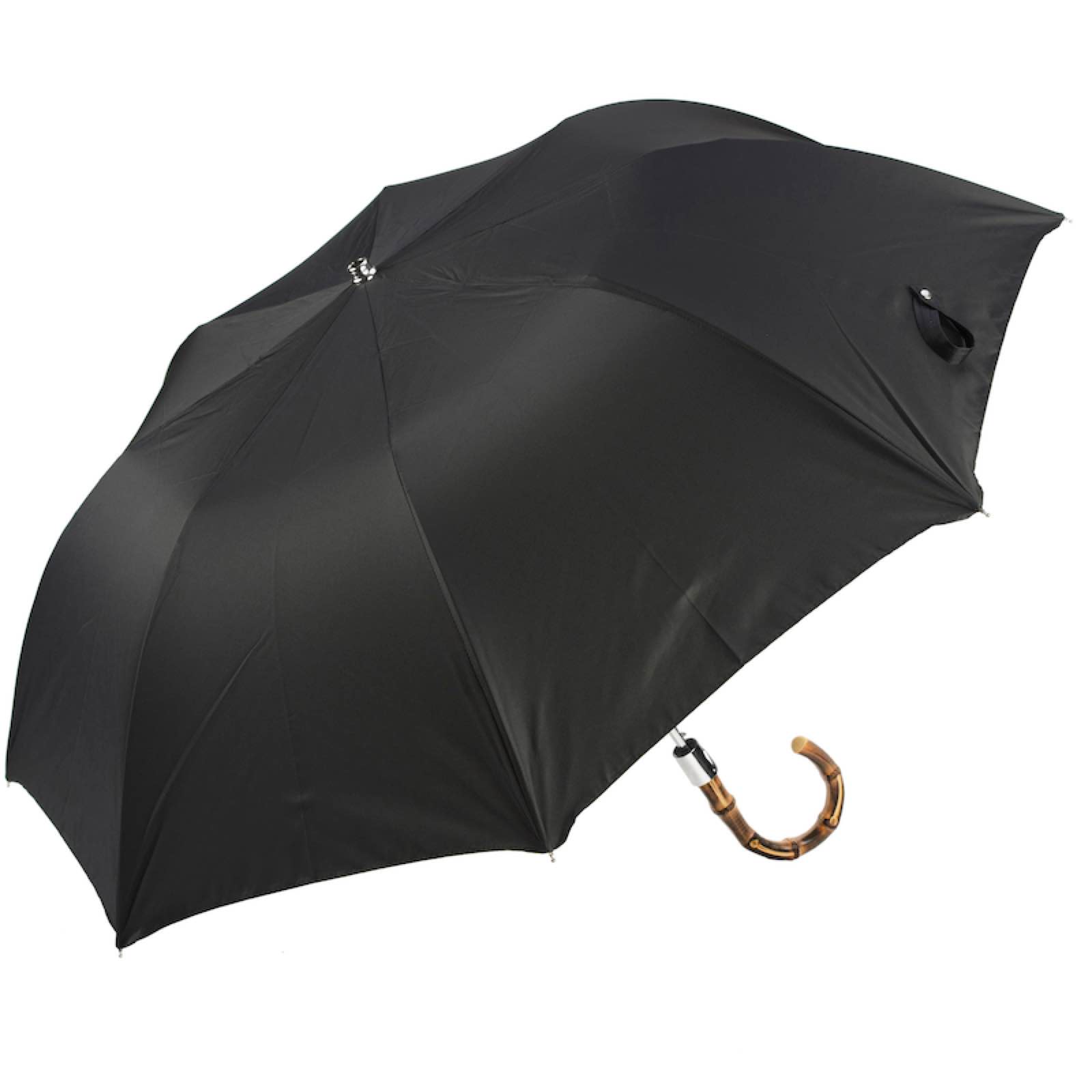 64 Oxf-18 B - Folding Black Umbrella and Whangee Handle