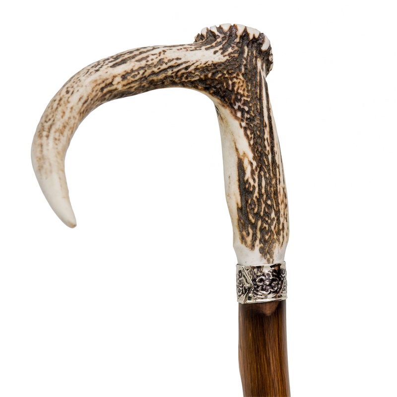 Pasotti Deer Antler Cane with Chestnut Shaft and Horn End Unique Canes